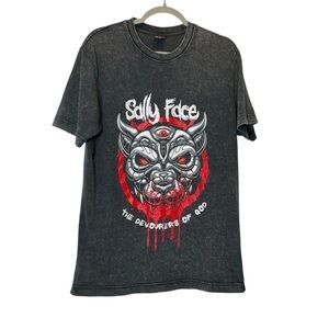 Strange Nightmares Sally Face Crew Neck T-Shirt in Grayish Black  Size Medium